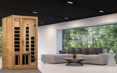 Golden Designs Low EMF 1-Person Dynamic "Gracia" Infrared Sauna with Hemlock Wood | Model: DYN-6119-01 Elite