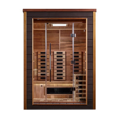 Golden Designs "Nora" 2-Person Indoor/Outdoor Hybrid Sauna w/ PureTech™ Full Spectrum (GDI-8222-01) - Canadian Red Cedar Interior - GDI-8222-01
