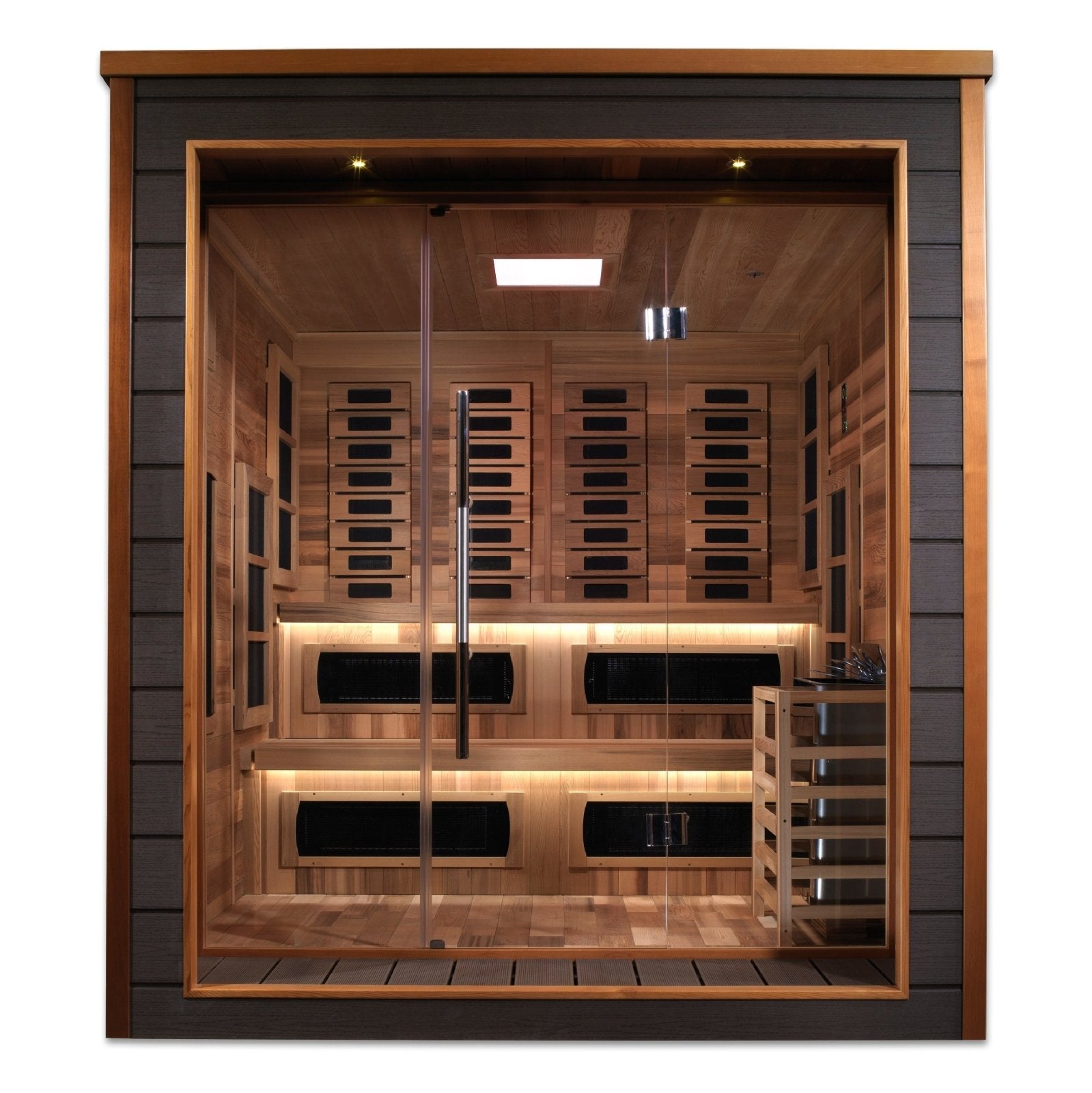 Golden Designs "Karlstad" 6-Person Indoor/Outdoor PureTech™ Full Spectrum Hybrid Sauna (GDI-8226-01) - Canadian Red Cedar Interior - GDI-8226-01