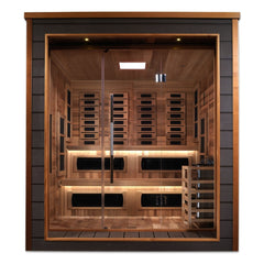 Golden Designs "Karlstad" 6-Person Indoor/Outdoor PureTech™ Full Spectrum Hybrid Sauna (GDI-8226-01) - Canadian Red Cedar Interior - GDI-8226-01