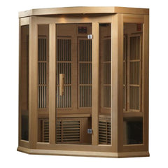 Golden Design Low EMF 3-Person Maxxus FAR Infrared Sauna Corner Unit with Hemlock Wood | Model: MX-K356-01 - MX-K356-01
